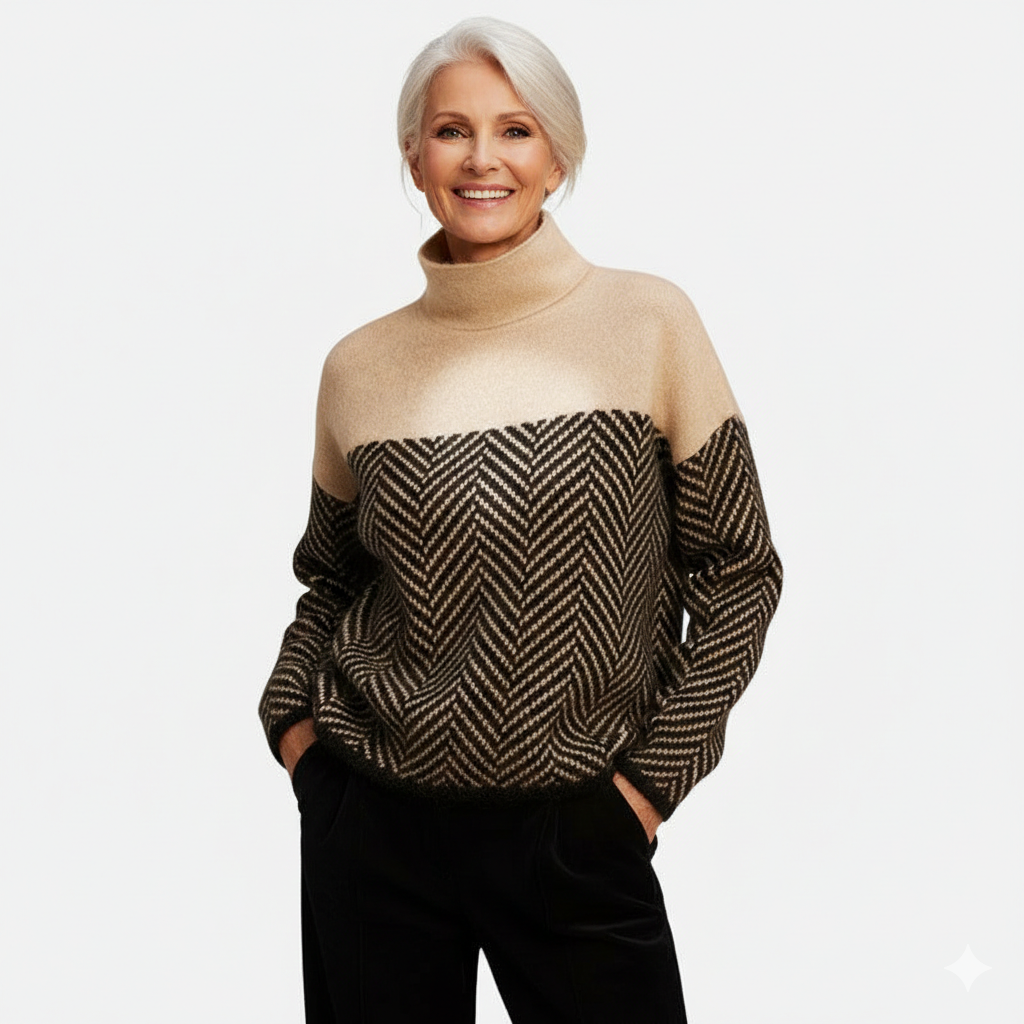 Eva - Herringbone Knit Sweater
