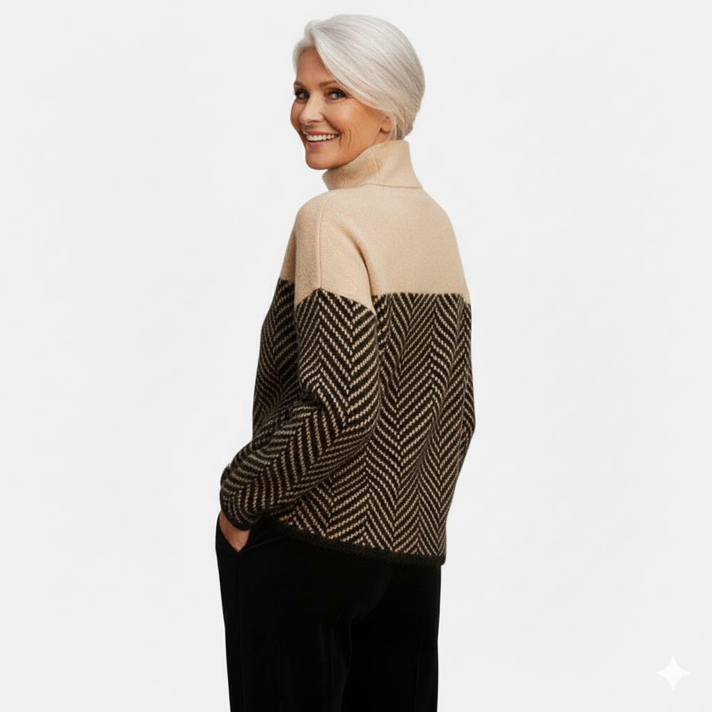 Eva - Herringbone Knit Sweater