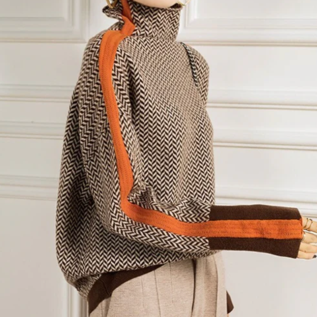 Eleanor | Herringbone Luxe Turtleneck